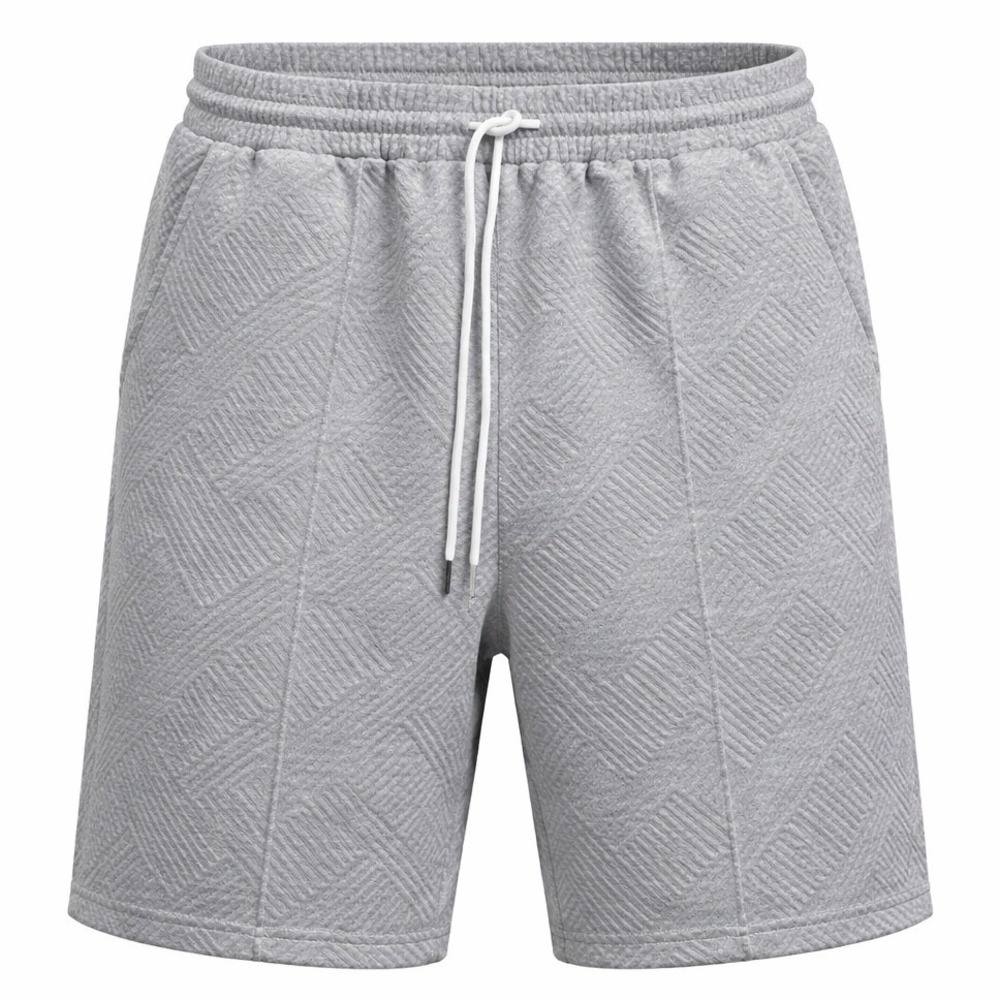Coofandy Athletic Shorts Mens‎ XL Gray Geometric Jacquard Textured Drawstring